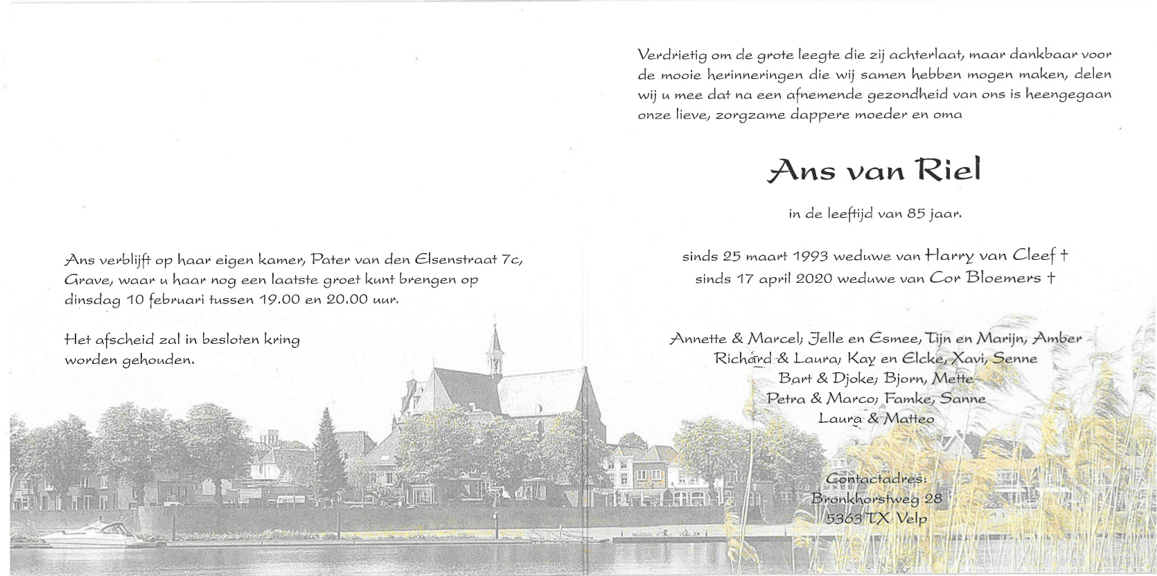 Rouwkaart 2 Ans van Riel