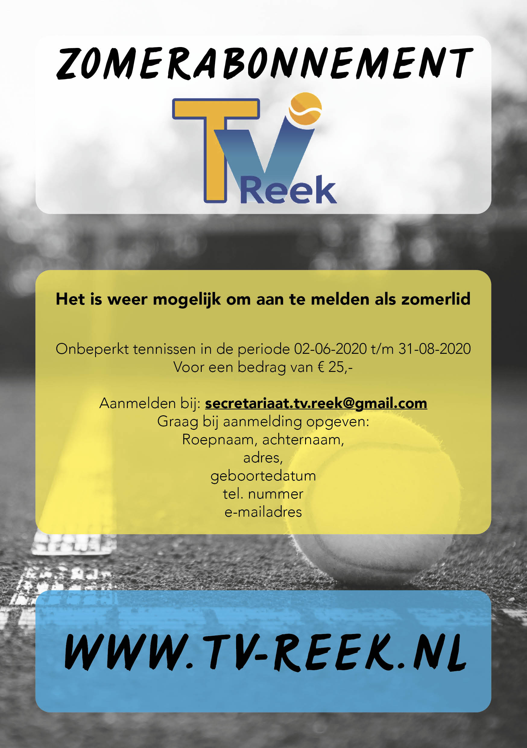 Flyer zomerlidmaatschap TV Reek