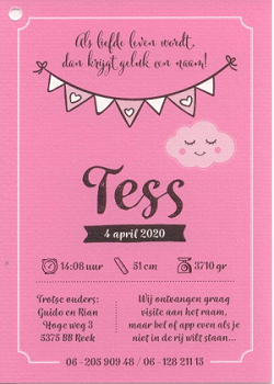 Geboortekaartje Tess